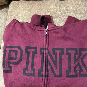 PINK, Burgandy and Black, Size Medium Zipper Up Girls Sweat Hoodie